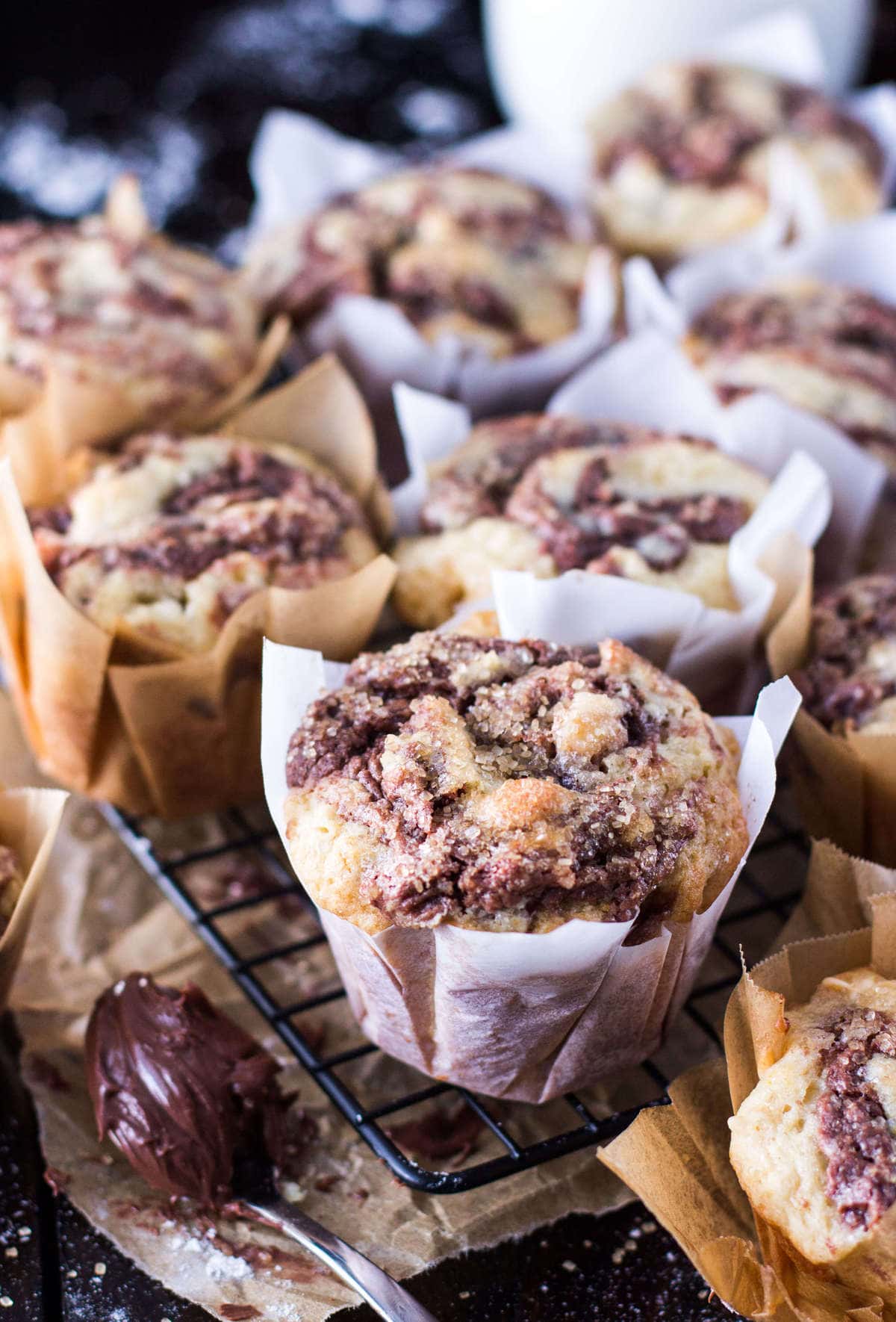 Swirled Nutella Muffins - Sugar Spun Run