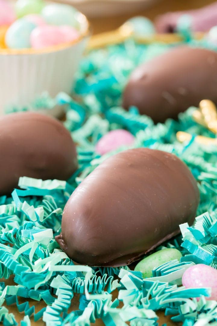 Easter egg candy covered in chocolate