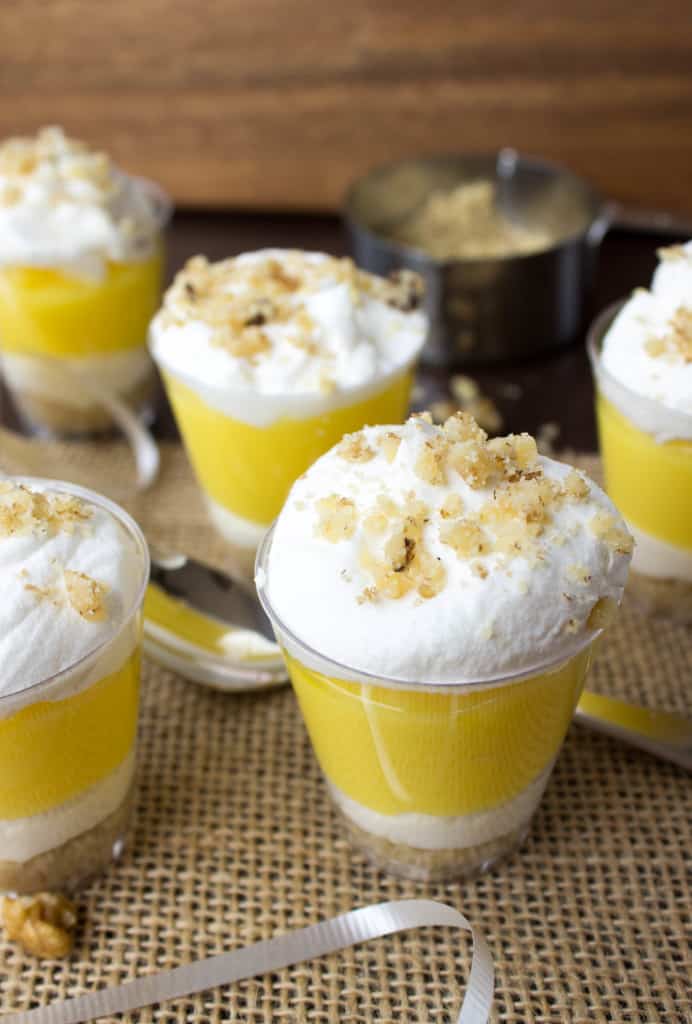 Lemon Lush Dessert in shot glasses