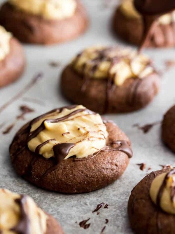 Chocolate Peanut Butter Thumbprint Cookies