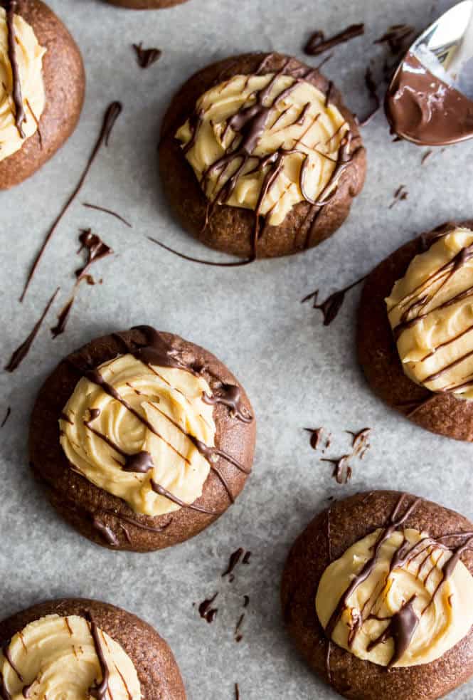 Chocolate Peanut Butter Thumbprint Cookies