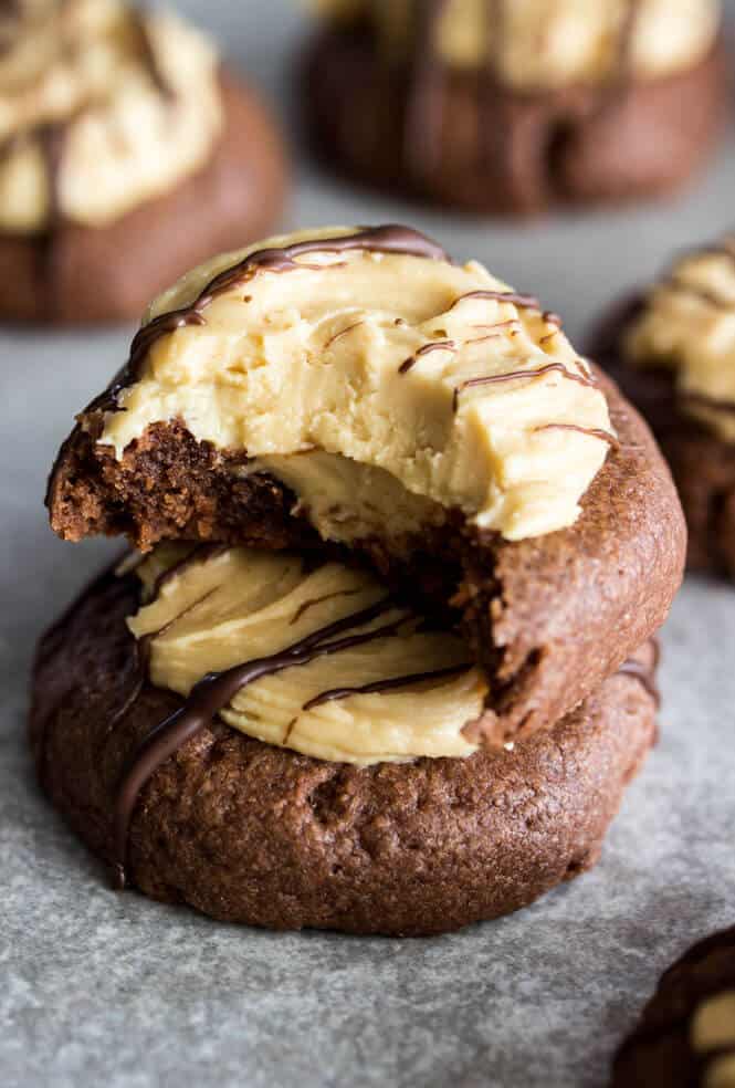 Chocolate Peanut Butter Thumbprint Cookies