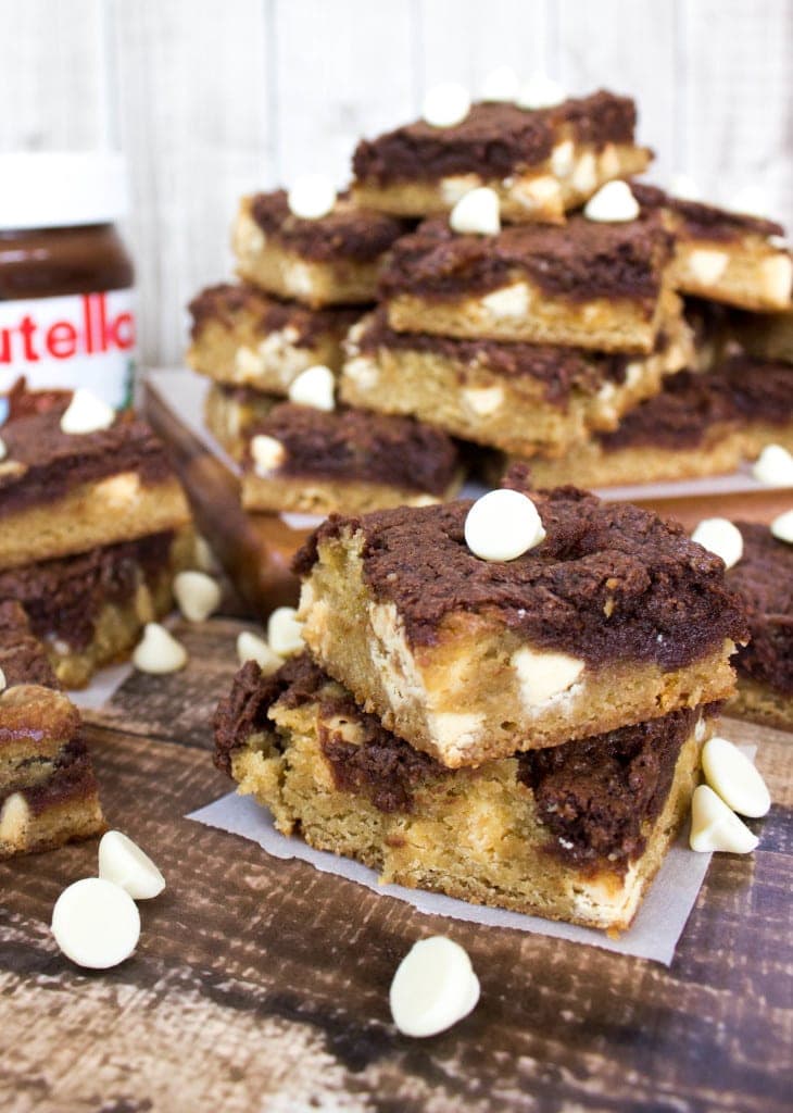 Nutella Swirl Blondie squares, stacked