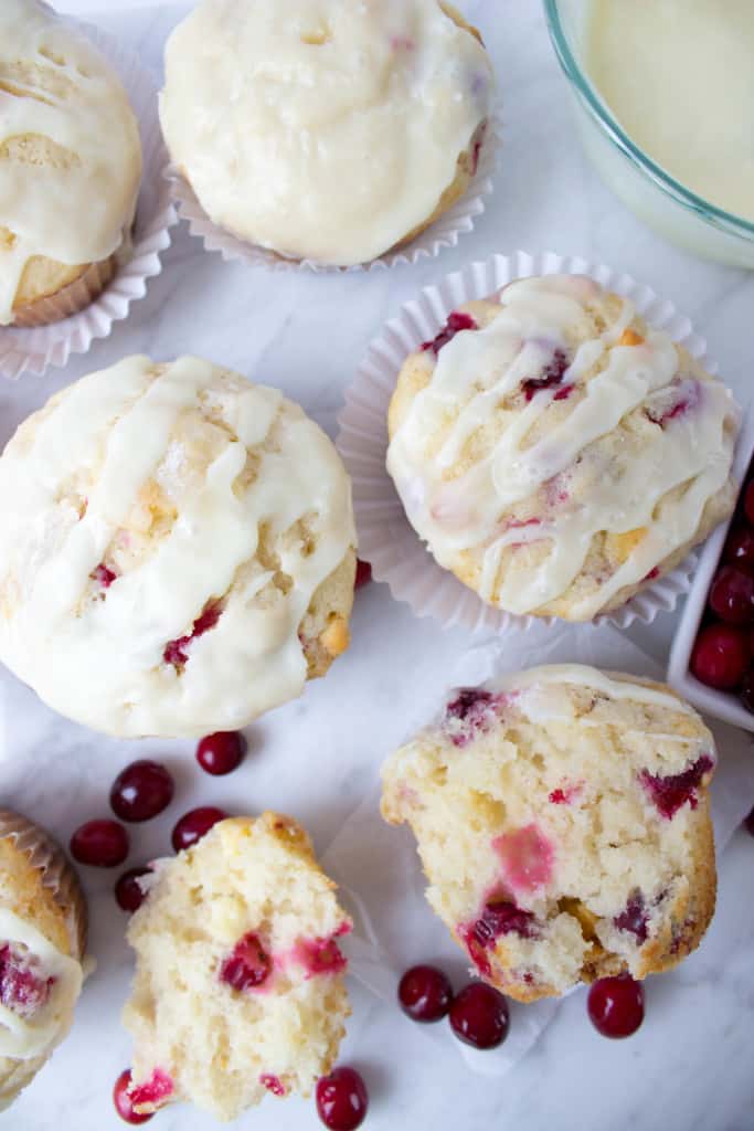 Cranberry Muffins drizzled with white chocolate