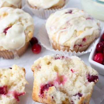 inside of cranberry white chocolate muffin