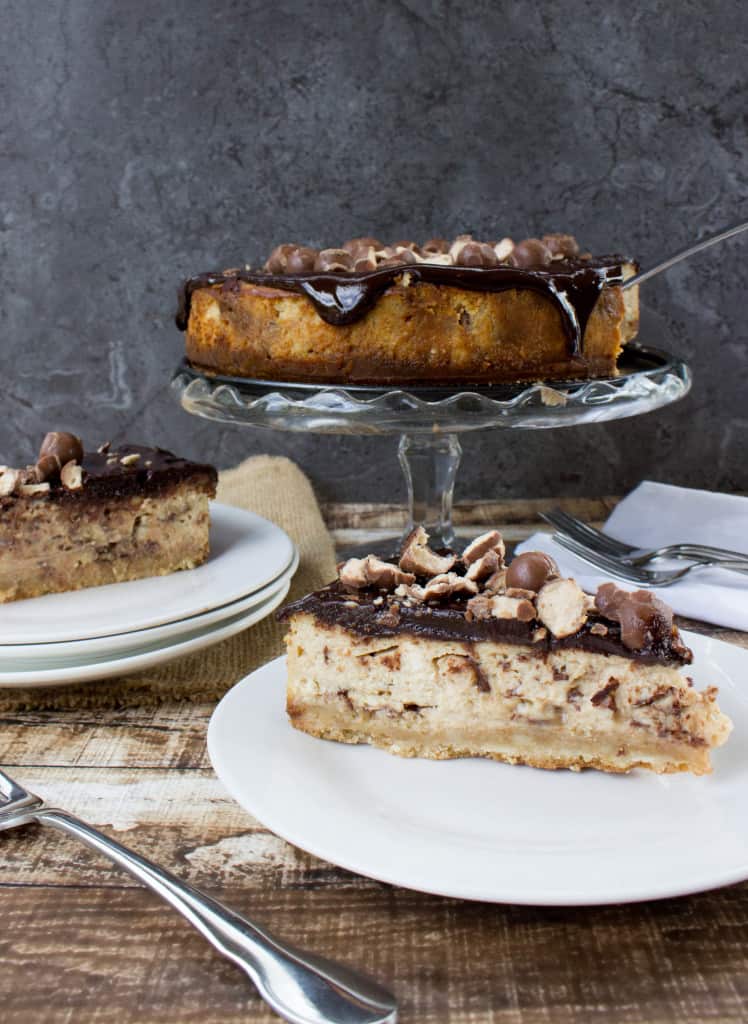 Malted Cheesecake slice on plate