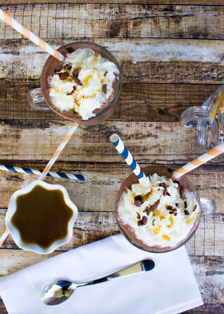 Dark Chocolate Milkshakes with Salted Caramel Sauce Sugar Spun Run