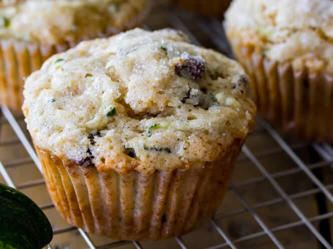 Chocolate Chip Zucchini Muffin with sugar on top