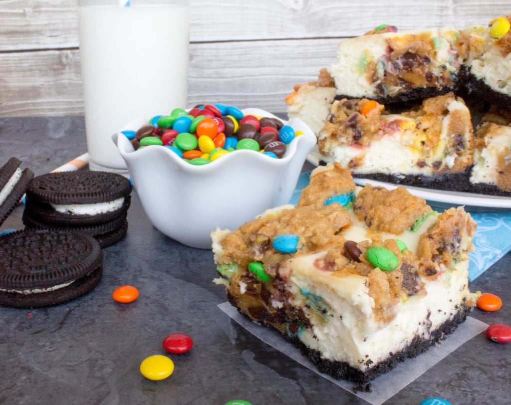 Monster Cookie Cheesecake Square