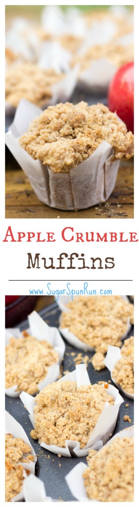 Apple Crumble Muffins--soft, fluffy and loaded with apples and a crumble topping SugarSpunRun