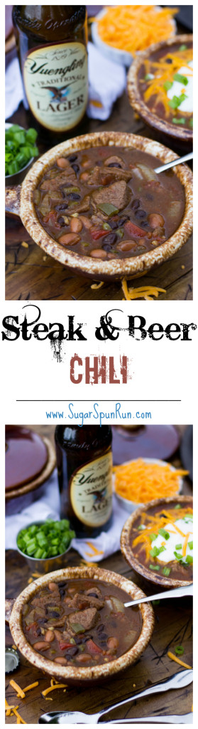 Beer Steak Chili -- a great Gameday chili recipe to have on hand SugarSpunRun
