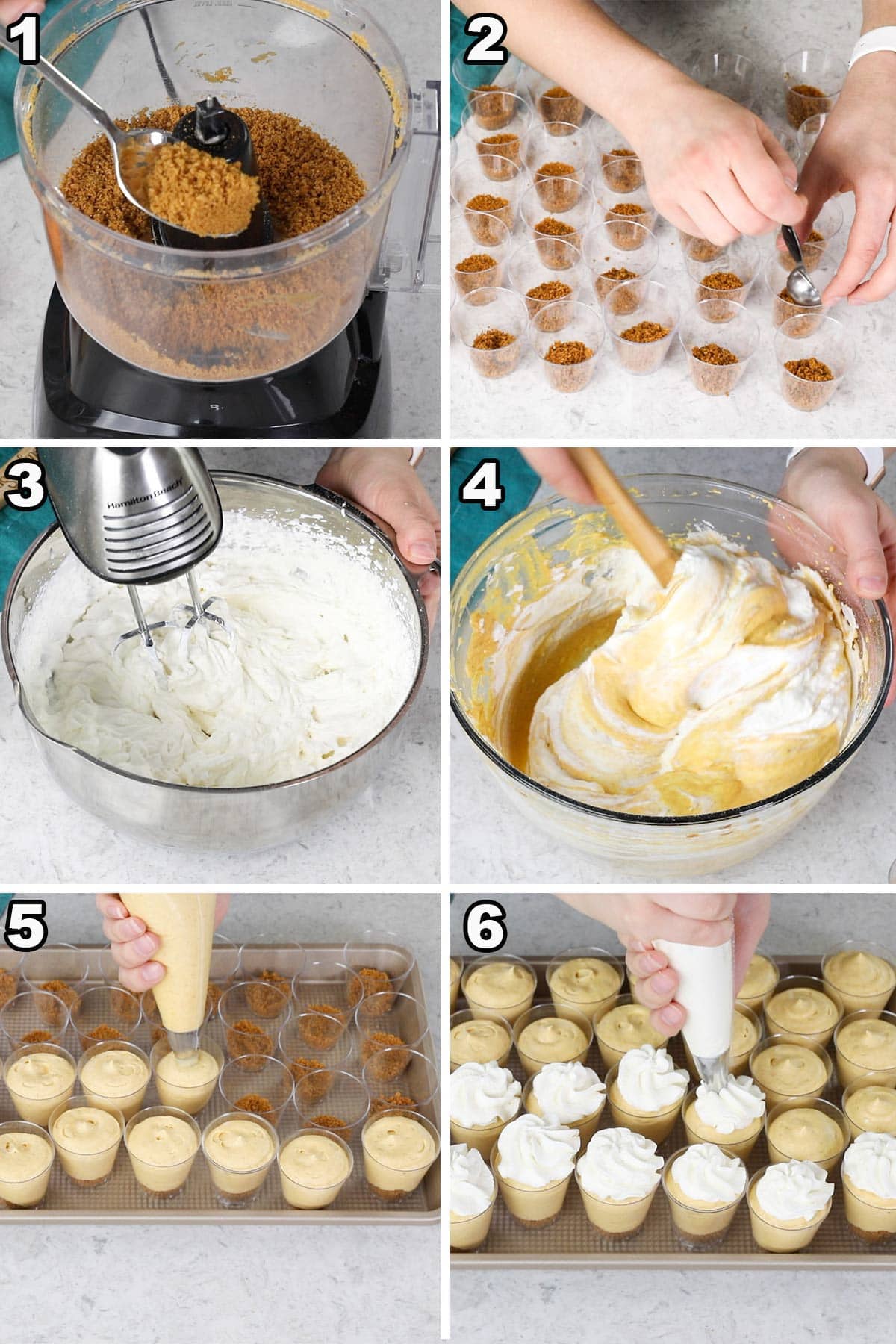 how to make mini pumpkin pie cheesecake desserts, 6 steps