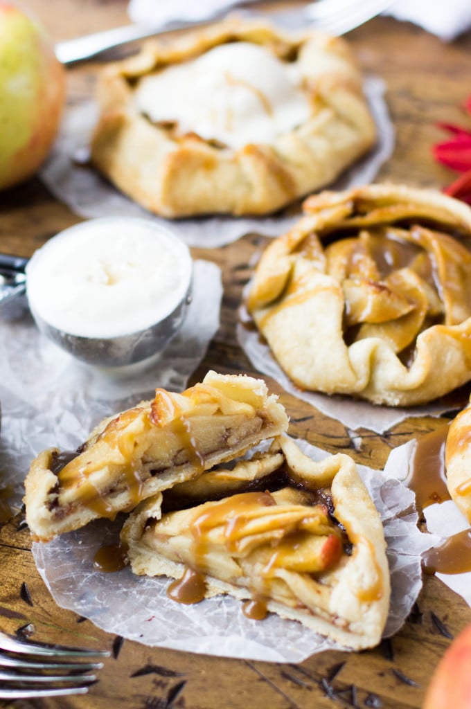 apple galette cut in half