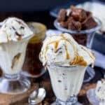 caramel ice cream with brownie bites