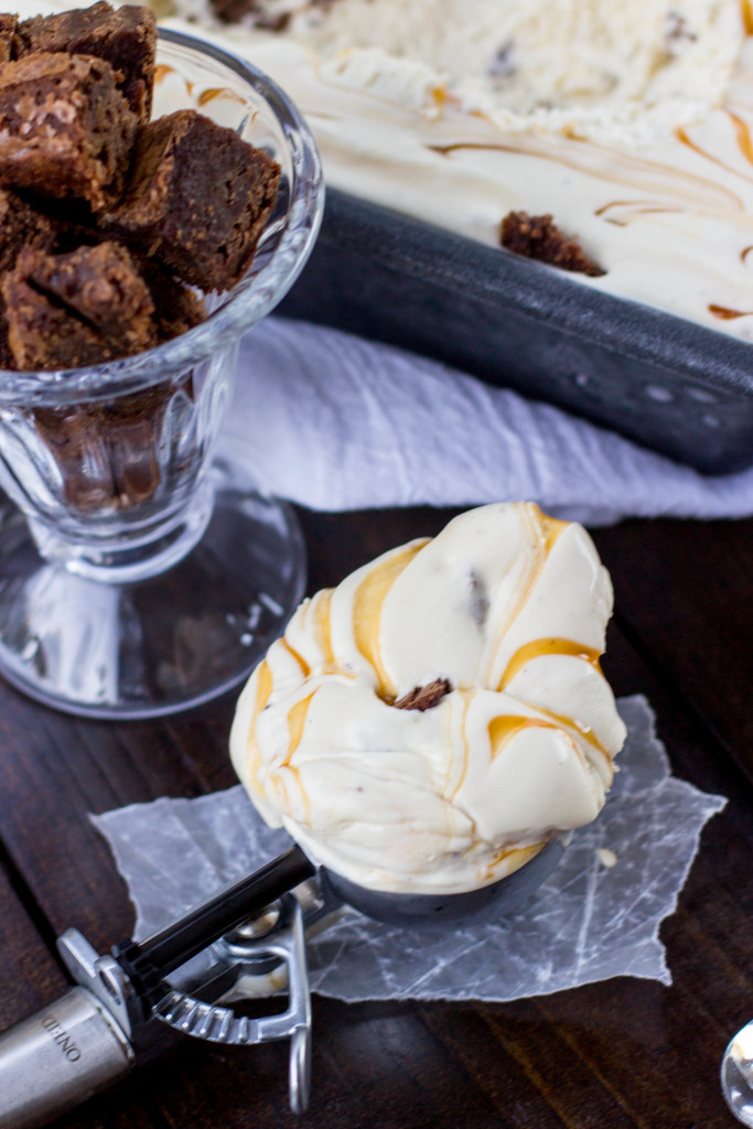 Salted Caramel Ice Cream with Brownie Bites Sugar Spun Run