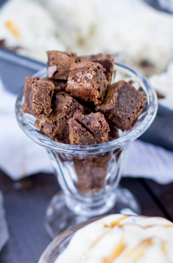Salted Caramel Ice Cream with Brownie Bites Sugar Spun Run