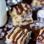 cookie bars with chocolate drizzle