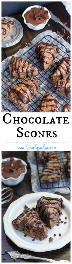 Chocolate Scones with a chocolate glaze... so good, even the next day! SugarSpunRun
