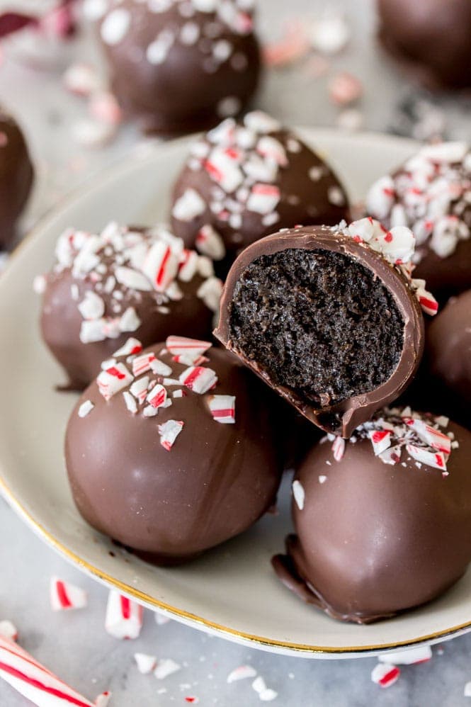 Inside of peppermint oreo truffle