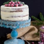 Gingerbread cake on a blue cake stand