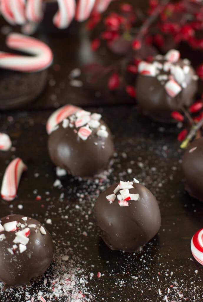 oreo truffles on dark board