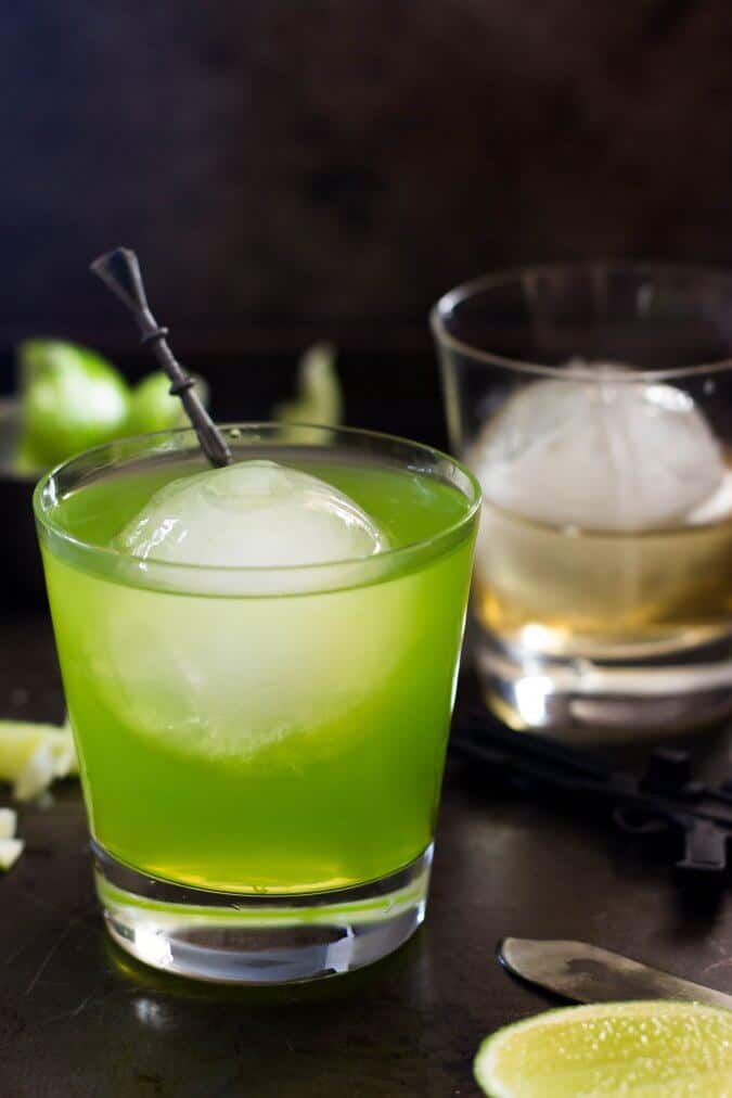 Midori sour in glass