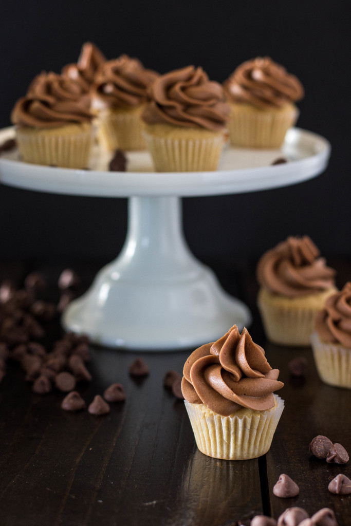 Mini Peanut Butter Cupcakes with Milk Chocolate Buttercream Sugar