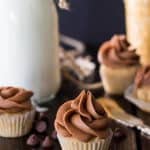 Mini peanut butter cupcakes with chocolate frosting