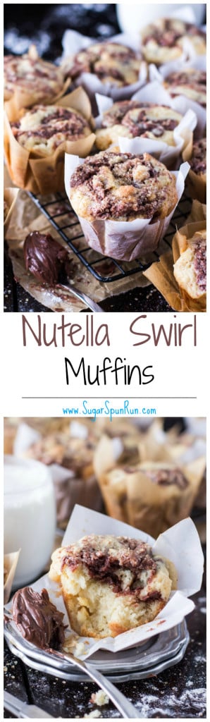 Fluffy Nutella Swirl Muffins -- SugarSpunRun