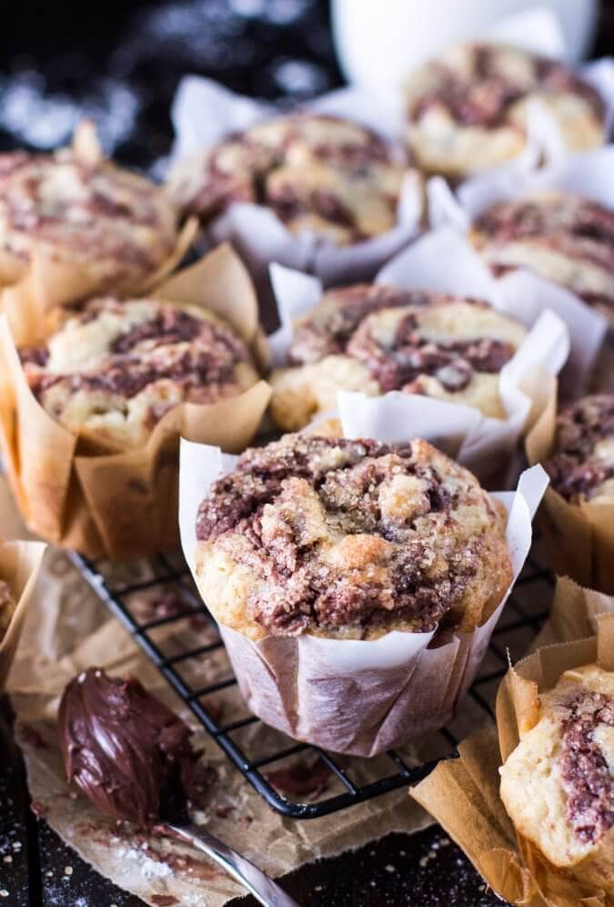 Nutella muffins on a cooling rack