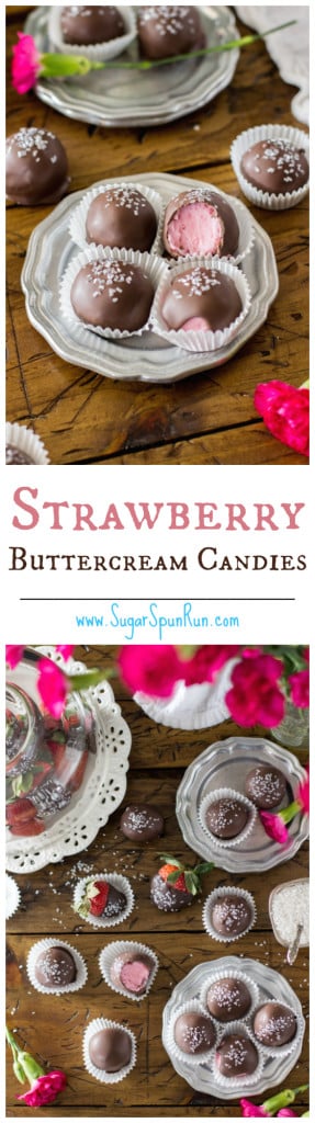 Strawberry Buttercream Candies made with fresh strawberries -- www.SugarSpunRun.com