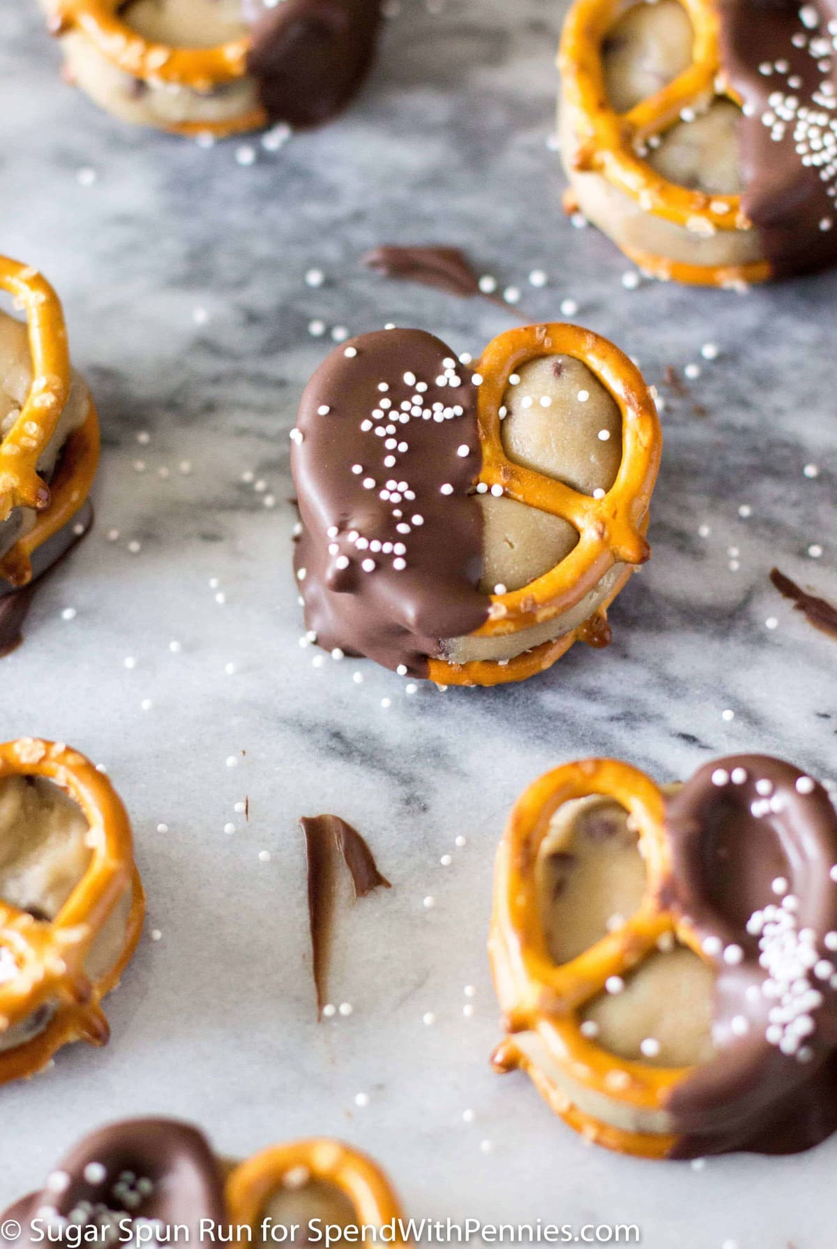 Chocolate Covered Pretzel Bites Stuffed with Cookie Dough