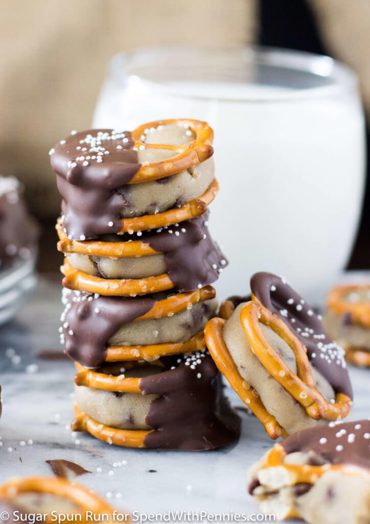 Chocolate Covered Pretzel Bites Stuffed with Cookie Dough