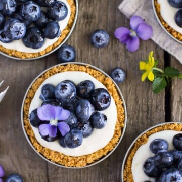 Overhead of blueberry lemon tart