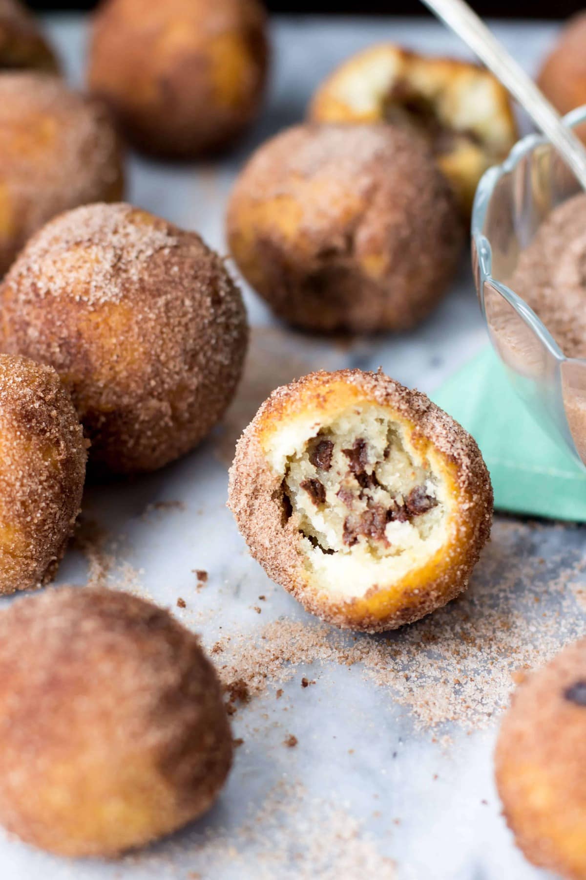 Cookie Dough Stuffed Donut Holes (no yeast required!) 