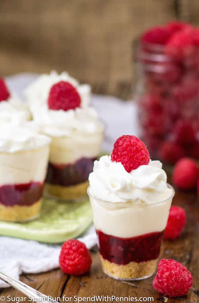 No Bake Raspberry Cheesecake Layered Dessert Shooters - 50