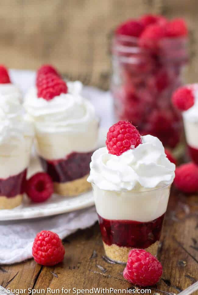 No Bake Raspberry Cheesecake Layered Dessert Shooters - 57