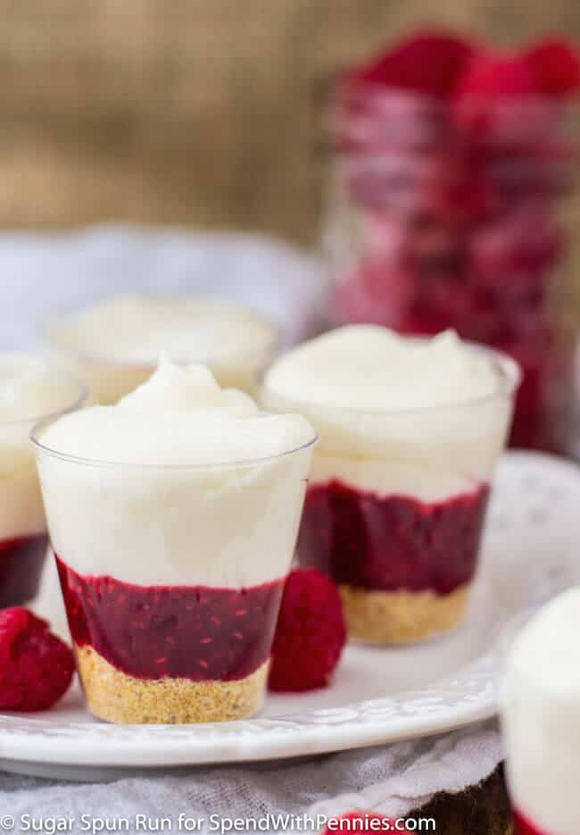 No-Bake Raspberry Cheesecake Layered Dessert Shooters