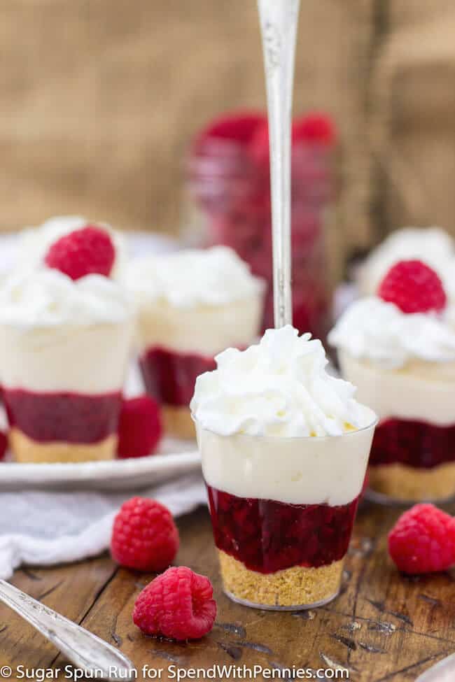 No Bake Raspberry Cheesecake Layered Dessert Shooters - 13