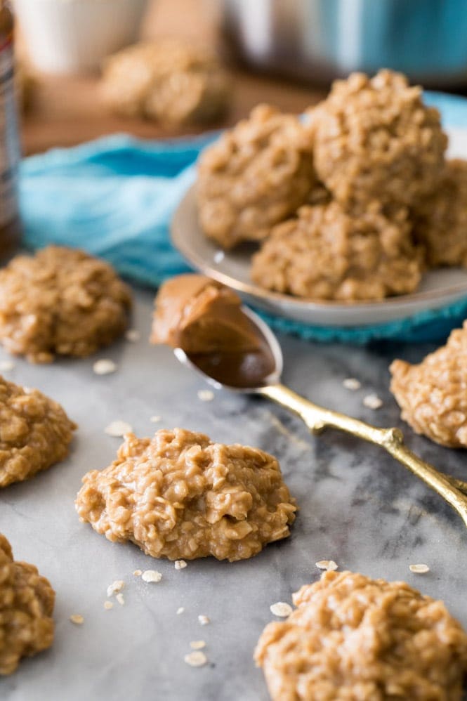 Cookie Butter No bake cookies being served on marble board