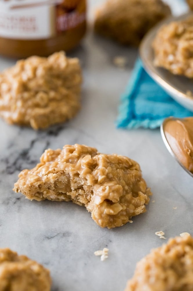 Cookie butter cookie with a bite out of it