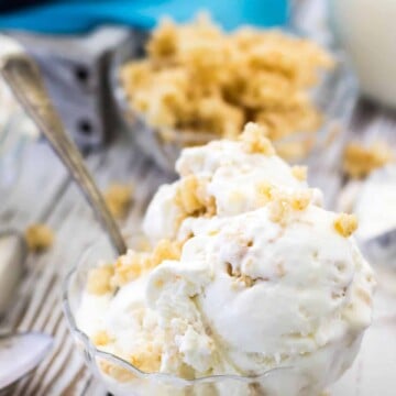 Rice Krispie treat ice cream in a glass bowl