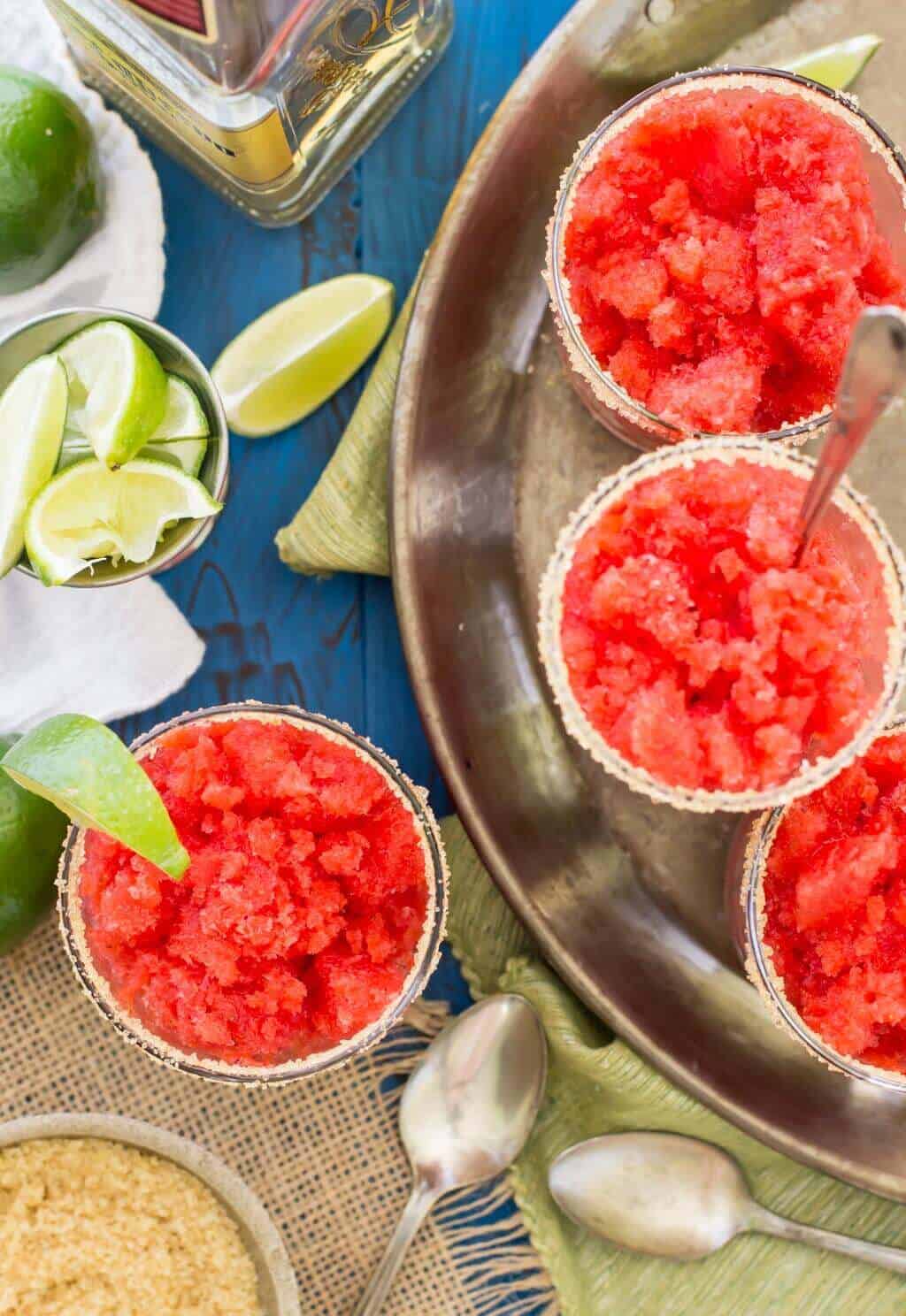 Strawberry margarita granitas! They're like Margarita slushies -- so good!