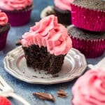 Dark chocolate cupcake with raspberry frosting