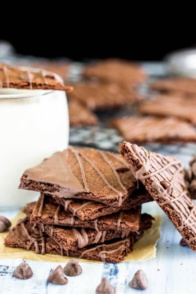 stack of brittle brownie bark