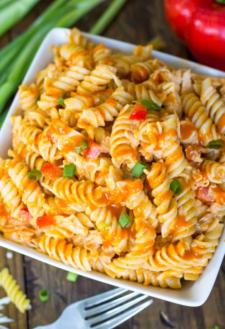 Buffalo Chicken Style Pasta Salad -- this was a huge hit at our party!