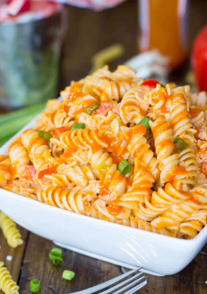 Buffalo Chicken Style Pasta Salad -- this was a huge hit at our party!