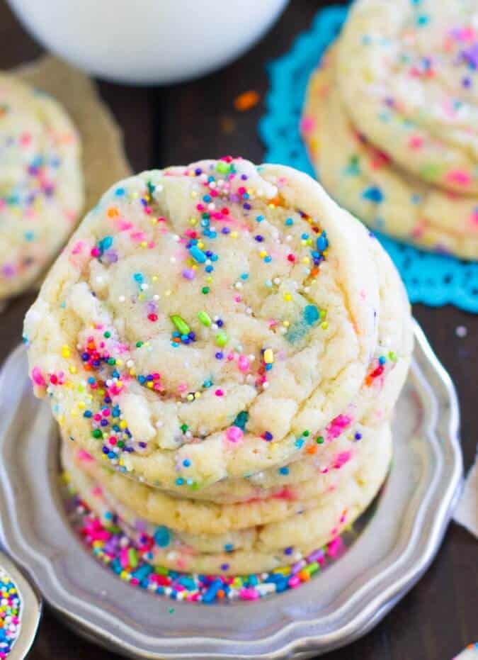 Funfetti Cookies -- These were so good and easy to make (no mixer)!