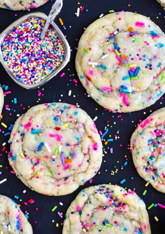 Funfetti Cookies -- these are definitely my new favorite. Saving for halloween and doing black and orange sprinkles