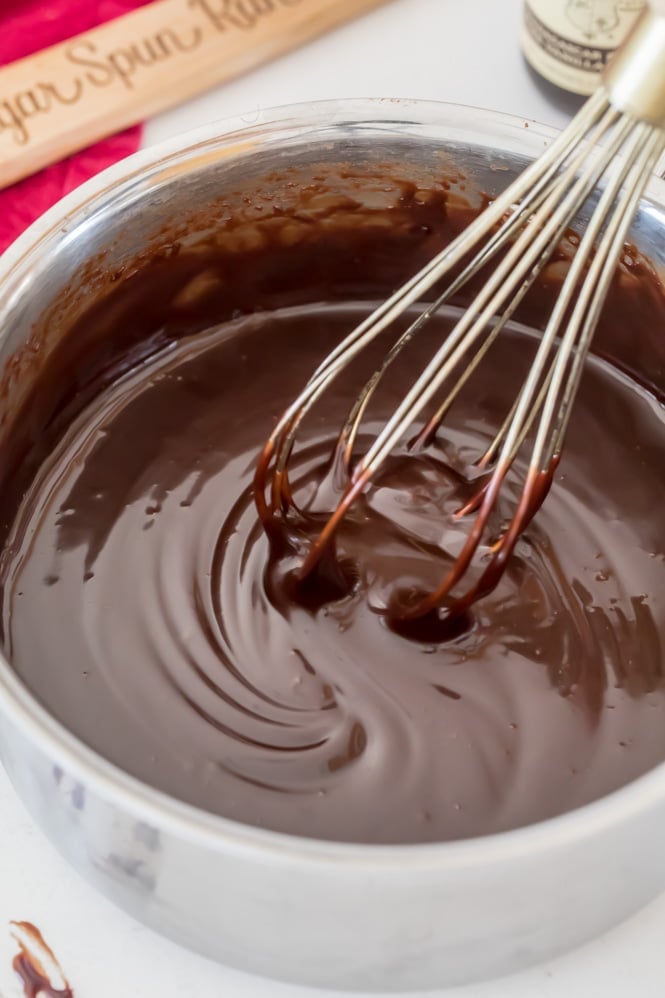 Making chocolate sauce in a small saucepan